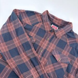 Wrangler Flannel Shirt Long Sleeve Button Up Mens 2XL red Plaid Western Casual